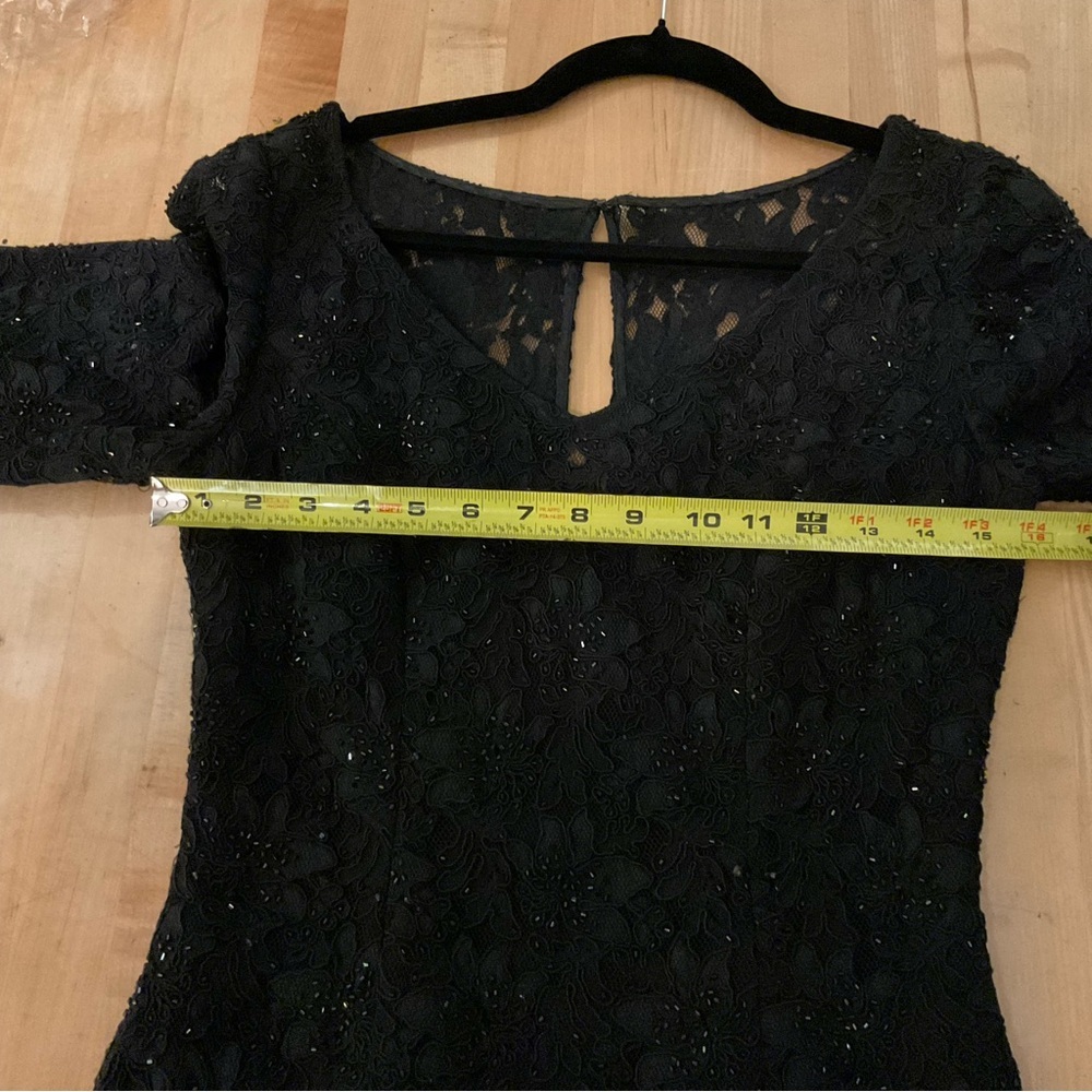 Carmen Marc Valvo Black Lace Sheath Dress Size 4 MOB MOG Evening - Picture 13 of 16